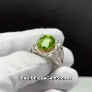 Original Pakistani Green Peridot Mens Ring 925 Sterling Silver Peridot Men Ring