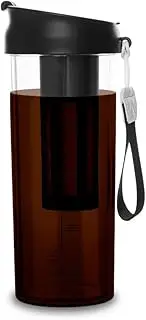 [watchget] Cold Brew Coffee Maker Travel Tumbler with Soft Silicone Handle Portable Iced Coffee & Tea Infuser with Airtight Lid Cold Brew Travel Cup 17oz/500ml black