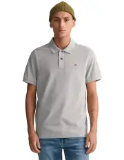 [Gant] Regular Fit Shield Piqu Polo Shirt in Grey Melange