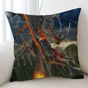 Cool Dinosaurs Art Volcano Eruption Cushion Cover