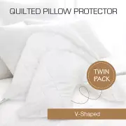 2 x Aus Made Quilted V-Shape/Tri/Boomerang Pillow Protectors Case Cotton Cover