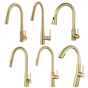 ACA Kitchen Mixer Tap Pull Out 2-Mode Spray Tap Brass Brushed Yellow Gold