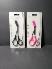 Sassy+Chic Trimming and Shaping Eyebrow 2 Pack Scissors Black And Pink