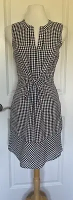 Vineyard Vines Black/ White Gingham Front Tie Sleeveless Dress Sz 8~STYLISH ~NWT