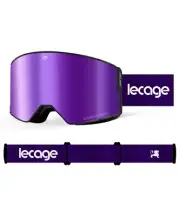 LECAGE Magnetic Ski Goggles HD Anti Fog OTG Snowboard Goggles Purple & Black
