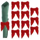 12 Pcs Napkin Rings Bow Velvet Napkin Holder Ring Dining Table Decor Red