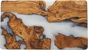 Olivarte Handmade Charcuterie Board - Decorative, Olive Wood Boards for Serving Cheese, Fruit, Meat - Ideal Kitchen, Unique Housewarming Gift - White Resin