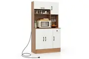 167cm Tall Pantry Kitchen Storage Cabinet w/Adjustable Shelves Buffet Cupboard Natural