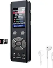 COVVY 64G Digital Voice Recorder,Mini Dictaphone with MP3 Player,Portable Voice Activated Recorder for Meeting Interview Lecture,A-B Loop Playback,1536Kbps HD Recording