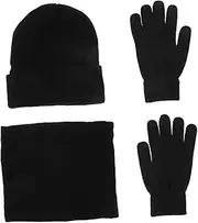 [CATIEBYE] Knitted Scarf Winter Beanie Hat Cap for Men Scarf for Men Mens Suits Double-layer Knitted Hat Ladies Hat Man Hat Thermal Gloves Caps for Women Hats Keep Warm Scarf Black
