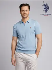 U.S. Polo Assn. dark Blue Mens Combed 100% Cotton Revere Polo Shirt (F61765) | $115
