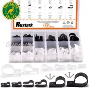 Nylon R-Type Cable Clamp Clips Fasteners Assortment Kit with Mounting Screw (Bla