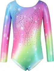 [Hovershoes] Gymnastics Leotards for Girls,Shiny Leotards for Girls Gymnastics,Long Sleeve Bodysuit Athletic Dancewear Sparkle Leotards Biketard for Kids Children Teens