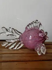 Hand Blown Glass Pink Fish Ornament Or Stand Alone Art