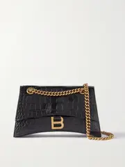 [Balenciaga] Balenciaga - Crush Croc-effect Leather Shoulder Bag - Black - One size One size Black