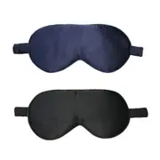 2Pcs Silk Sleep Eye Mask for Men Women Soft Blindfold Mulberry Silk Sleep Mask for Travel Nap -Black and Navy