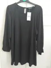 Dorothy Perkins Black Curve Ruched Sleeve Stretchy Top Size Uk 18 Funeral