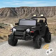 Mazam Kids Ride on Car Jeep Toy Car with 12V Battery and Remote Control Built-in Music 30kg Capacity Electric Cars Suitable for 3 Years Old and Above Black