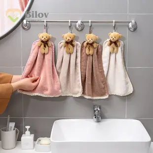 卡通動物小熊擦手巾吸水珊瑚絨小熊伴手禮 浴室掛式吸水毛巾