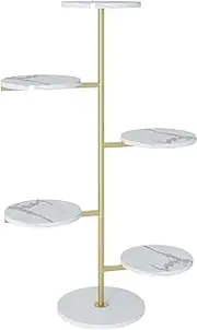 HAINARverS Gold Metal Plant Stand Indoor outdoor, marble 5Tier H49inch Tall Planter Stand Corner Flower Pot Holder multiple Shelves Plant Display for Patio Garden Living Room（5Tier Gold）