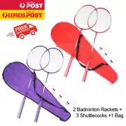 Professional Badminton Racquet Set 2/4 Player Rackets Shuttlecocks Sports Bag AU