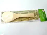 Sushi Mat & Paddle . NEW Sealed . NATURAL Bamboo (GO Green)
