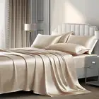 Satin Sheets Set, Queen (6 Pieces, Taupe) - Luxury Soft Bed Linen Set with 1 Fit