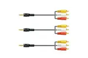 3x Sansai 1.5m 3.5mm Aux Stereo Male to RCA Cable/AV Plug Audio Video for DVD TV