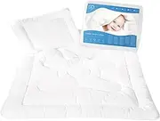 Baby Comfort Quilted Duvet & Flat Pillow Filling Set All Seasonal Cot, Cot Bed Size White Bear Design (120x90 cm)
