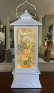 Spring and Summer Water Lantern with Hummingbirds and Flowers, Battery Operated