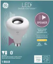GE LED+ 65W Floodlight Bluetooth Speaker Lightbulb LEDBR30 Soft White w/remote