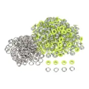 Grommets Kit 200set-4mm 1/6" Hole Metal Eyelets Grommet Tool,Neon Green