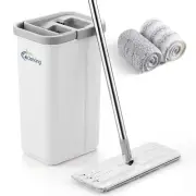 Oshang Flat Floor Mop and Bucket Set, 2 Microfiber Mop Heads, Cleaning Tool