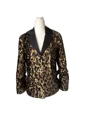 Alice+Olivia Kier Sequin Leopard PJ Jacket Blazer XS Gold Black MSRP $495 NWT