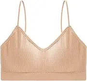 [DILINBAO] Women's V-Neck Cami Bras Seamless Padded Spaghetti Strap Sports Bralette Wireless U-Shaped Back Sleep Brasieres