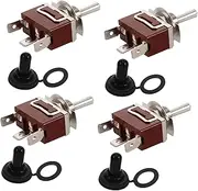 GRIRIW 4 Sets of 3 Way Momentary Toggle Switches with Waterproof Caps for Automotive and Marine Use Durable Replacement Toggle Switches for Cars and Boats
