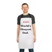 Funny Apron for Dads, World’s Okayest Dad, Gift, BBQ Essentials, Personalized