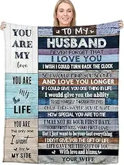 Anniversary Romantic Gifts for Husband, Ultra-Soft Micro Fleece Sherpa Throw Blanket, Valentines Day Gifts for Him, Husband Birthday Gifts from Wife, for Bedding Sofa and Travel (80x60inch)