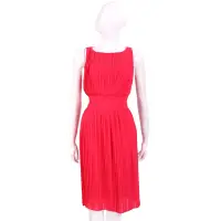 在飛比找Yahoo奇摩購物中心優惠-MARELLA 紅色雪紡百褶無袖洋裝