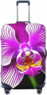 [CADREWY] Orchid Flower Print Travel Suitcase Cover Luggage Protector with Elastic Anti Scratch for Carry On, Black, X-Large