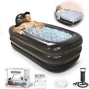 Nevife Inflatable Bathtub with Comfort Bath Base, Foldable/Portable Freestanding Bathtub for Adult Spa, Ideal for Hot Baths/Ice Baths, 160 x 90 x 50 cm (Dark Grey)