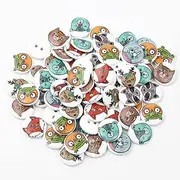 50pcs/lot 15mm Mixed Cat Wood Buttons 2Hole Sewing Buttons for Clothing Sewing Material Decoration Needlework Accessories