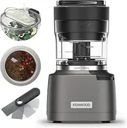 [Kenwood] Duo Prep CHP80.000SI, Food Chopper and Grinder 2-in-1 with Serrated Quadblades, High Speed Compact Grinder, Non Slip Base, Dishwasher Safe, 800W, Silver