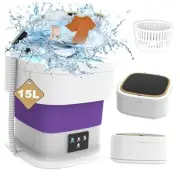Mini Portable Washing Machine, 15L Collapsible Washing machine with Spin Purple