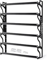 Vinyl Roll Holder, Metal Vinyl Rack with Mounting Hardware Wall Mounted for Pulling 6 Rollers of Vinyl, Transfer Paper Tape, Wallpaper, Window Film, Garage Workshop, Rollers Not Included
