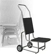 Stack Chair Dolly, Push Style Chairs Holder,8in Large Wheels, for Banquets Birthdays Outdoor Events Hotels Meeting(Black)