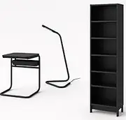 Générique Nordic Office Furniture Set - High Cabinet + Oappoint Table + LED Lamp (Dark Grey)