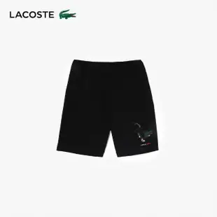 【LACOSTE】中性款-Lacoste x Netflix棉質亞森羅蘋鱷魚短褲(黑色)