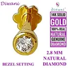 2.8mm Natural i Diamond Bezel Set Nose Ring Lip Labret Piercing Screw Pin Stud