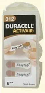 Duracell Activair Size 312 Hearing Aid Batteries (30 Batteries)